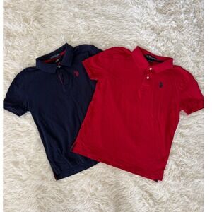 US Polo Assn Boys Polo Shirts Bundle Red‎ Navy Blue Lg 10-13